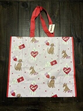 Reuseable Tote Shopping Bag Valentines Dogs Mail Pink TJ Maxx